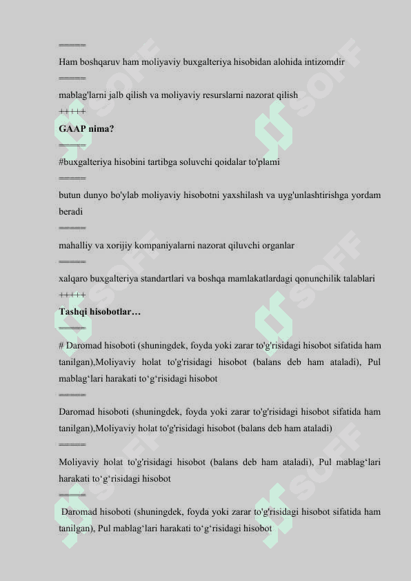 Moliyaviy hisob Test javoblari bilan 2