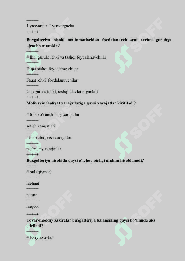 Moliyaviy hisob Test javoblari bilan 6