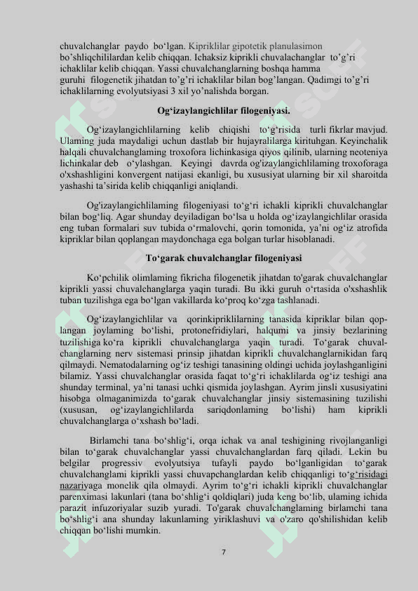 Hayvonot dunyosi evolutsiyasi 7