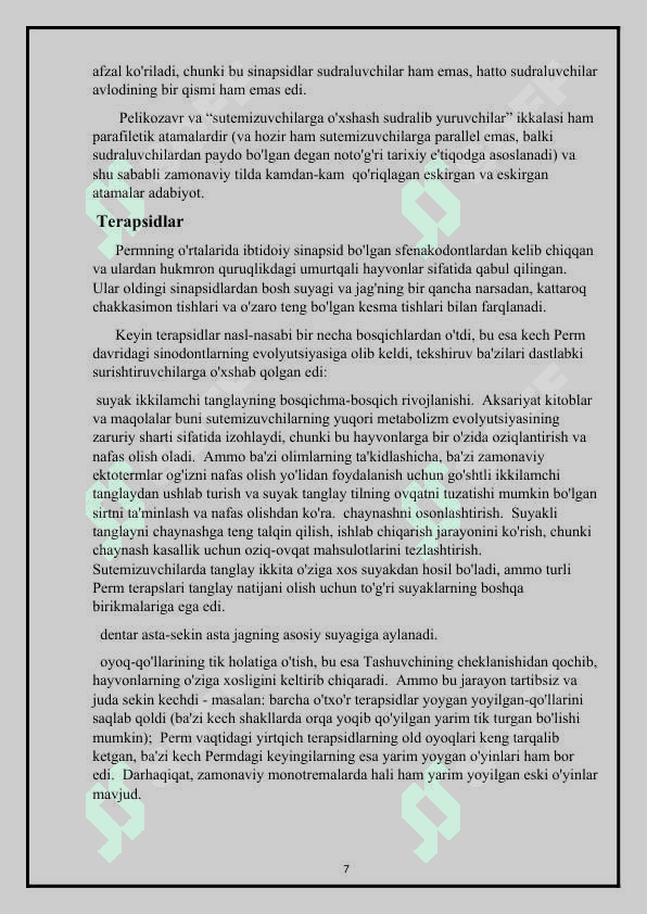 “Sutemizuvchilarning kelib chiqishi 7