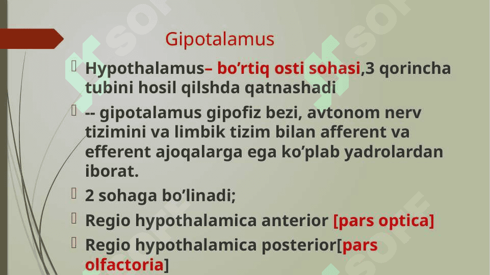 Gipotalamus o’zaklari va ularning klinik ahamiyati 3