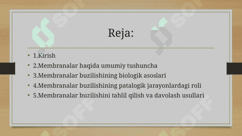 Membranalar buzilishlarini patalogik jarayonni kelib chiqishidagi o'rni 2
