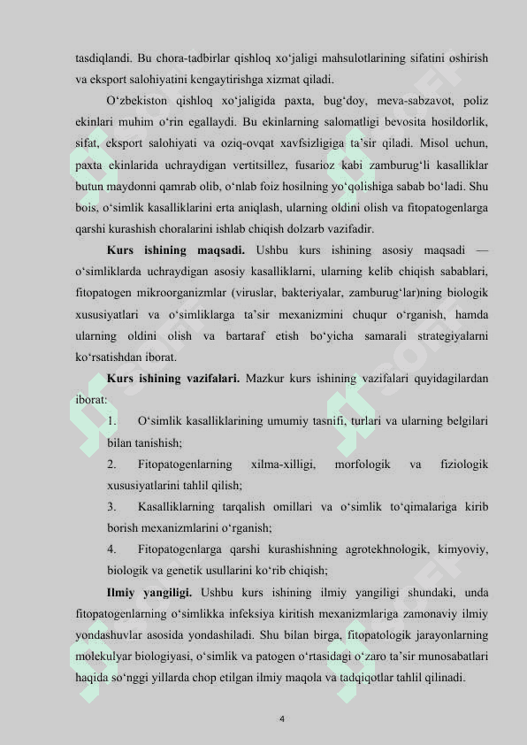 Oʻsimliklarda uchraydigan kasalliklar. Fitopatogenlar 4