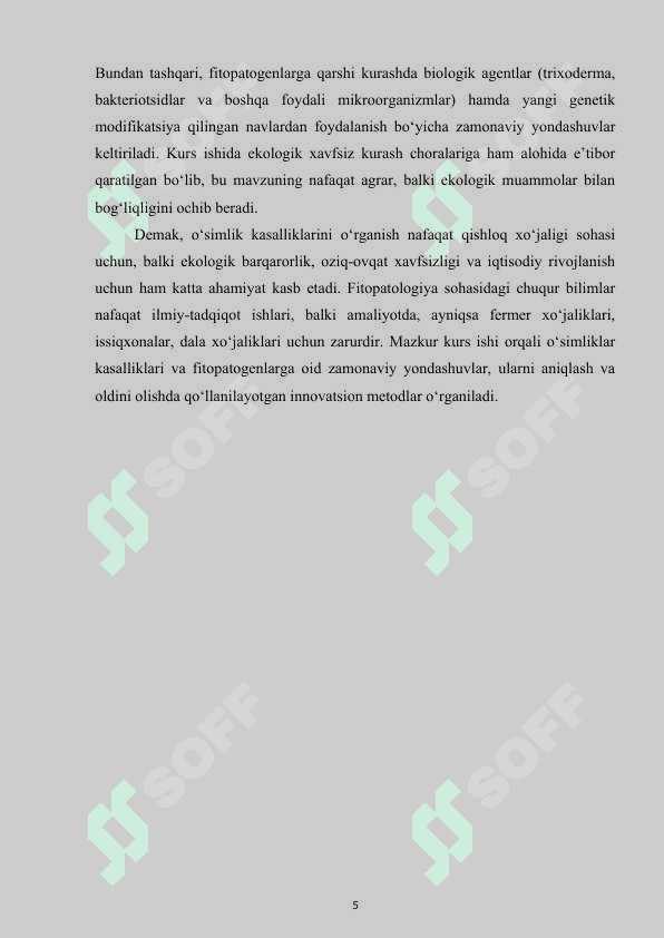 Oʻsimliklarda uchraydigan kasalliklar. Fitopatogenlar 5