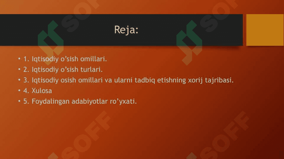 Iqtisodiy o’sish omillari 2
