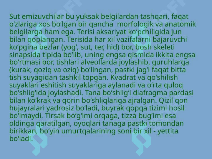 Sut emizuvchilarning qon aylanish tizimi 5