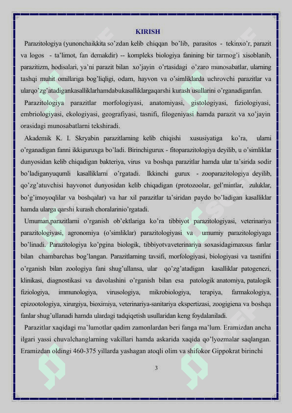 Parazit chuvalchanglar 3