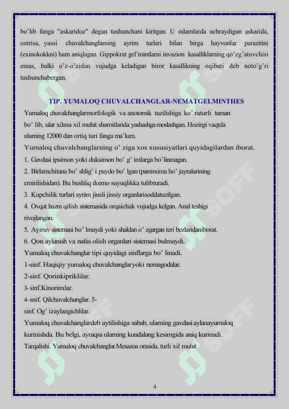 Parazit chuvalchanglar 4