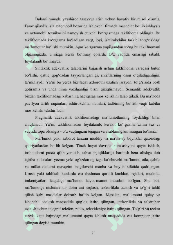 Informatikani  o‘qitishning didaktik  asoslari 7