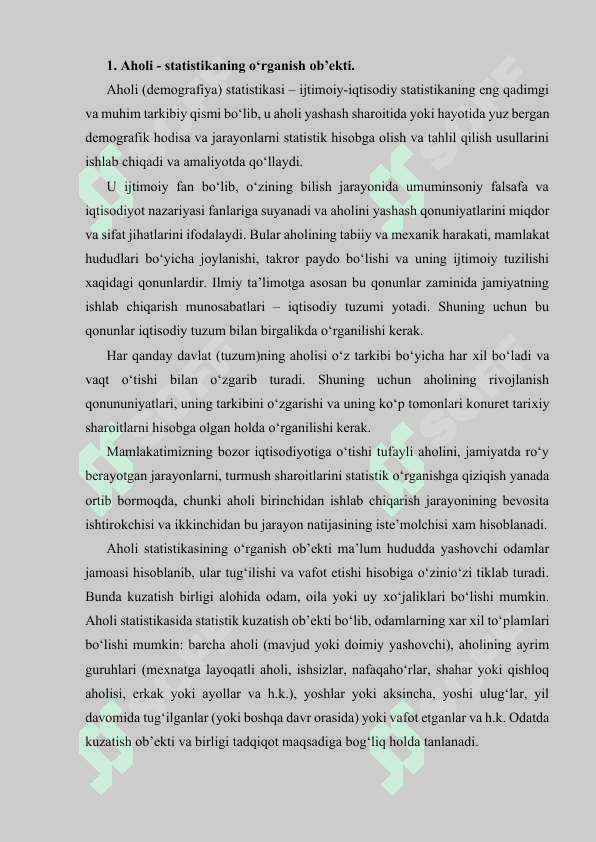 Aholi statistikasi 2