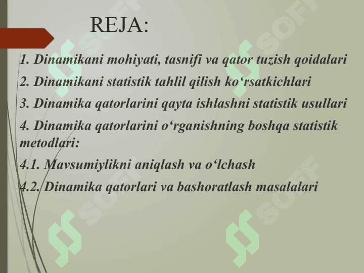 Dinamikani statistik o’rganish usullari 2