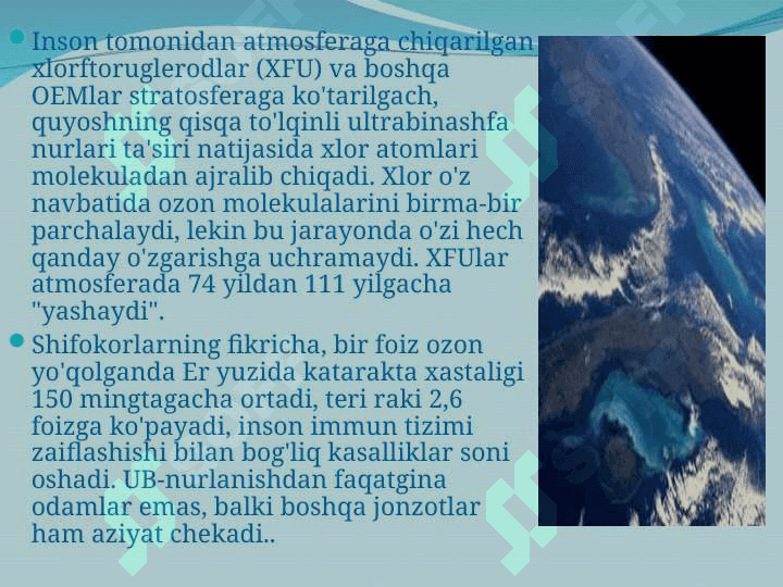Ozon qatlami va uning insoniyat  uchun ahamiyati 4