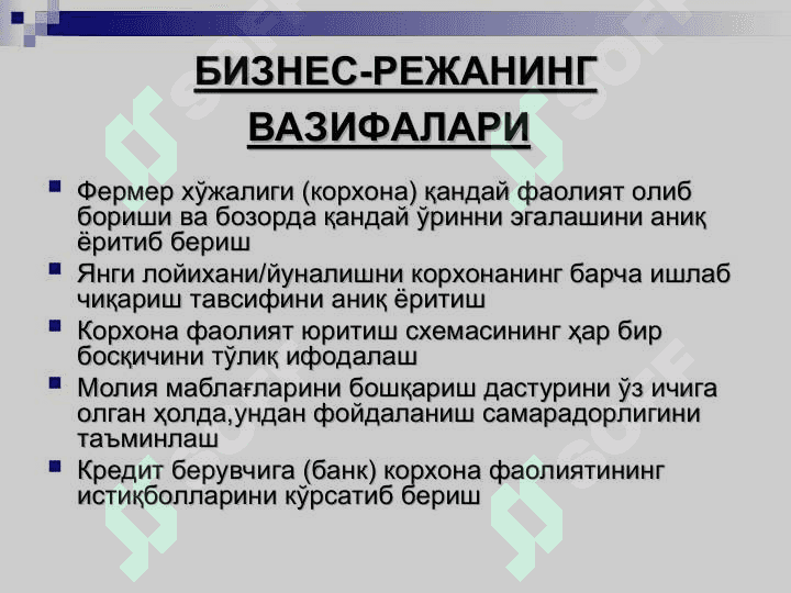 Бизнес режа тузиш 2