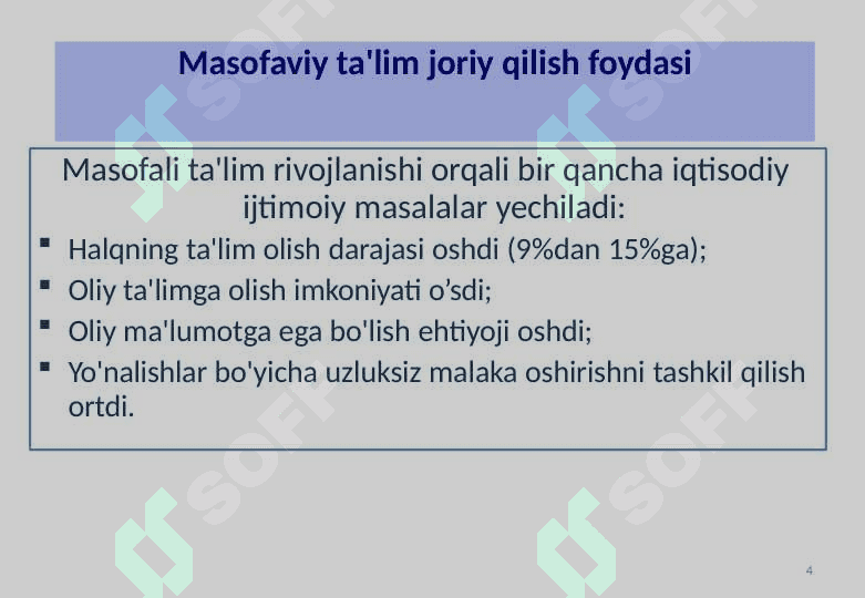 MASOFAVIY TA'LIM VA UNI  BOSHQARISH TIZIMLARI 4