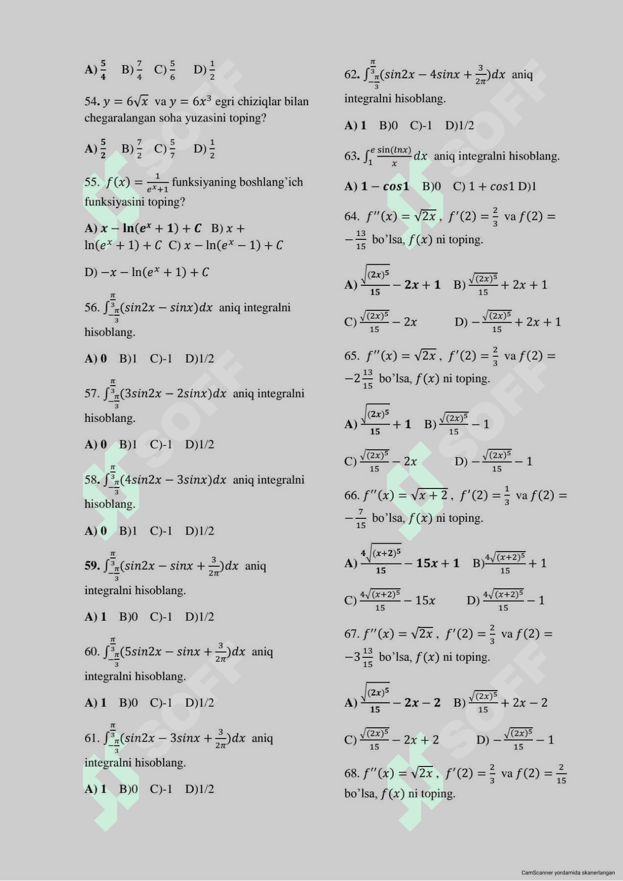 Matematika 2017-yil Baza 5