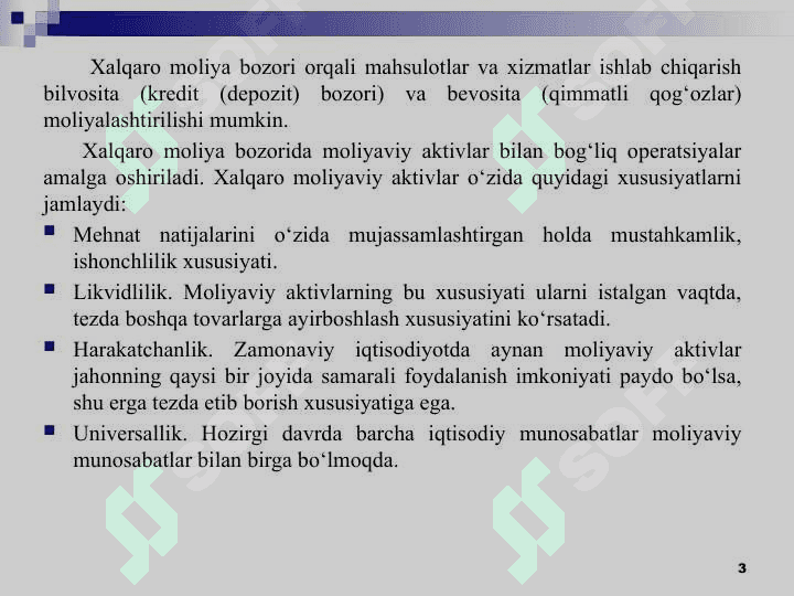 Xalqaro moliya bozori 3