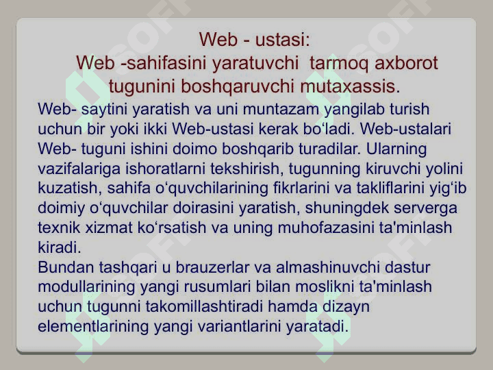 WEB - SAHIFALAR  YARATISH 3