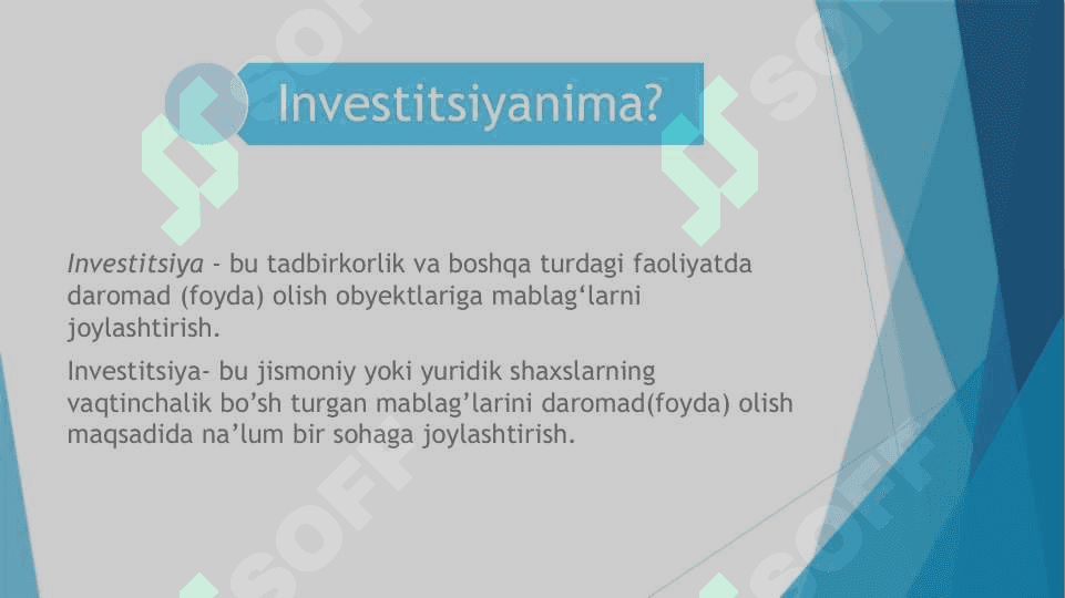 Sug’urta tashkilotlarining investitsiya faoliyati 2