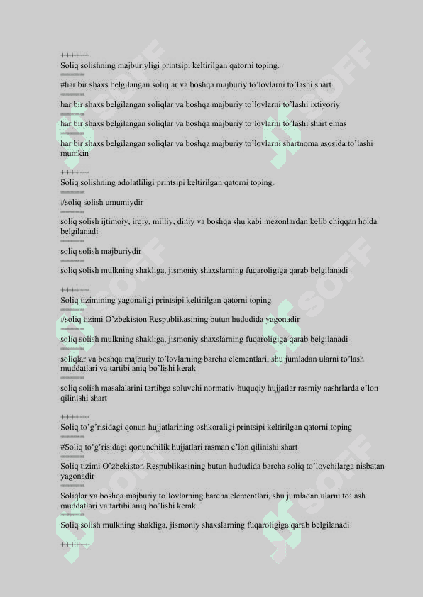 Soliq va soliqqa tortish fanidan test savollari va javoblari bilan 2