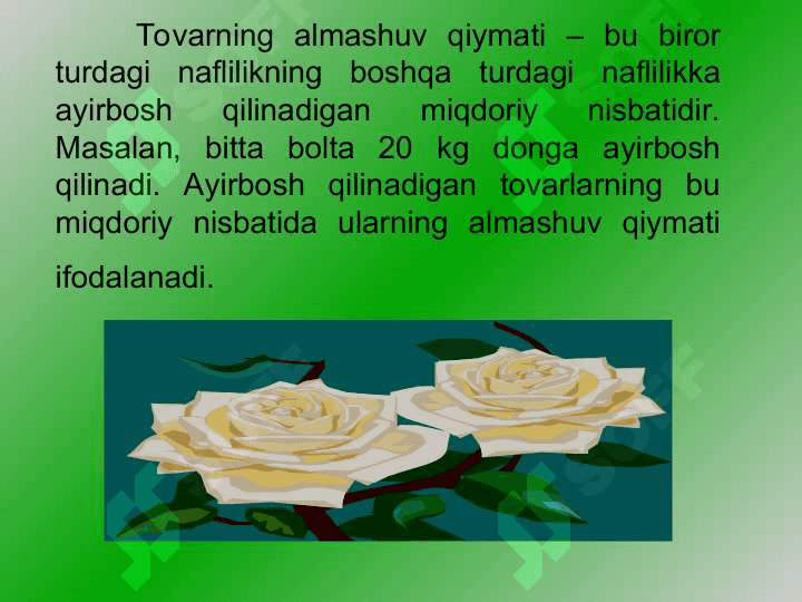 Tovar va uning xususiyatlari. 4