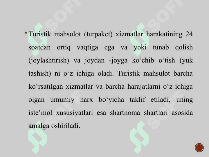 Turizm sohasidagi xizmatlar va mahsulotlar 3