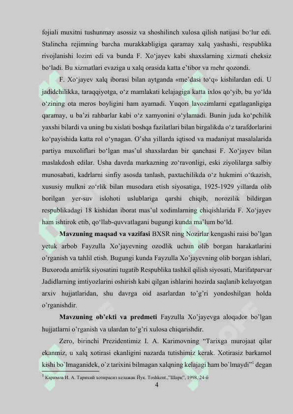 FAYZULLA XO’JAYEV HAYOTI VA FAOLIYATI HAQIDAGI YANGI MULOHAZALAR 4