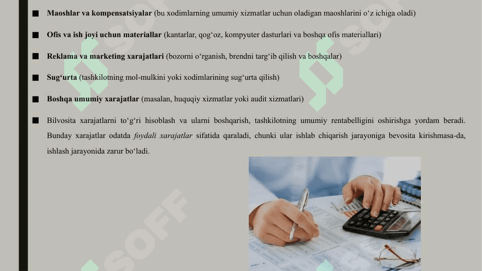 Bilvosita xarajatlar hisobi 4