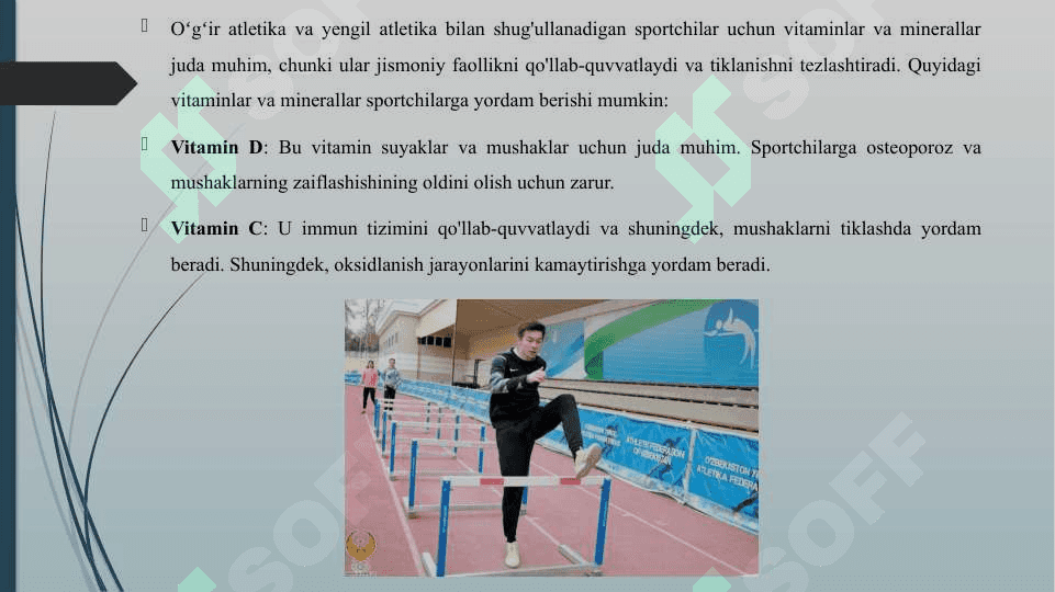 OʻGʻIR ATLETIKA VA YENGIL ATLETIKA BO'YICHA VITAMINLAR 3
