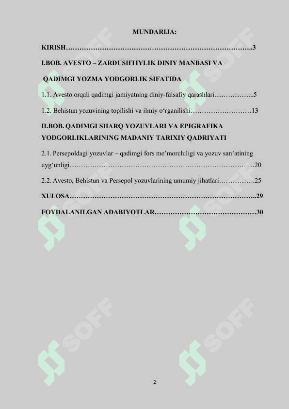 AVESTO, BEHISTUN, PERSEPOLDAGI YOZUVLAR-QADIMGI EPIGRAFIKA YODGORLIGI SIFATIDA 2