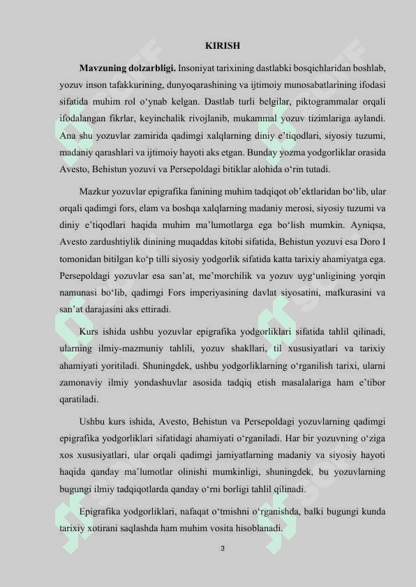 AVESTO, BEHISTUN, PERSEPOLDAGI YOZUVLAR-QADIMGI EPIGRAFIKA YODGORLIGI SIFATIDA 3