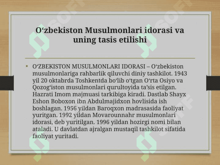 O'zbekiston musulmonlari idorasi faoliyati 2