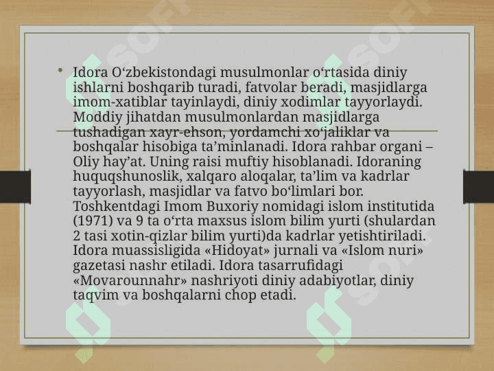 O'zbekiston musulmonlari idorasi faoliyati 3