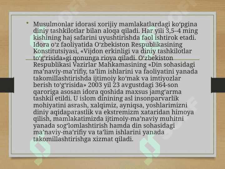 O'zbekiston musulmonlari idorasi faoliyati 4