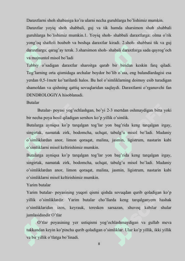 FLORANING INSON HAYOTIDAGI O‘RNI 8