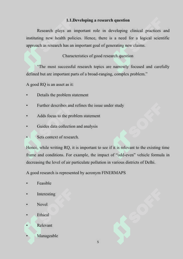 FORMULATING A RESEARCH QUESTION 5