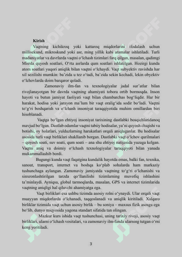 MAVZU: VAQT VA VAQT BIRLIKLARI kurs ishi 3
