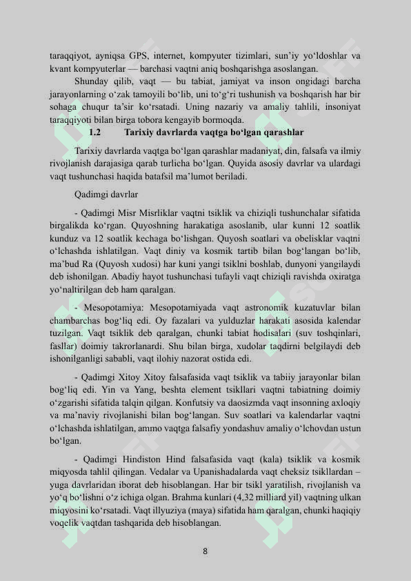MAVZU: VAQT VA VAQT BIRLIKLARI kurs ishi 8