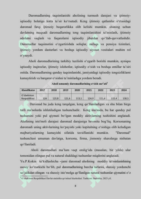 AHOLI DAROMADLARI VA DAVLATNING IJTIMOIY SIYOSATI 7