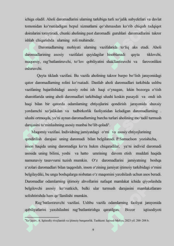 AHOLI DAROMADLARI VA DAVLATNING IJTIMOIY SIYOSATI 8