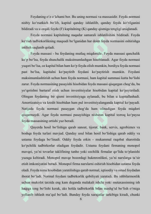Foyda turlari va uni shakllantirish manbalari 6