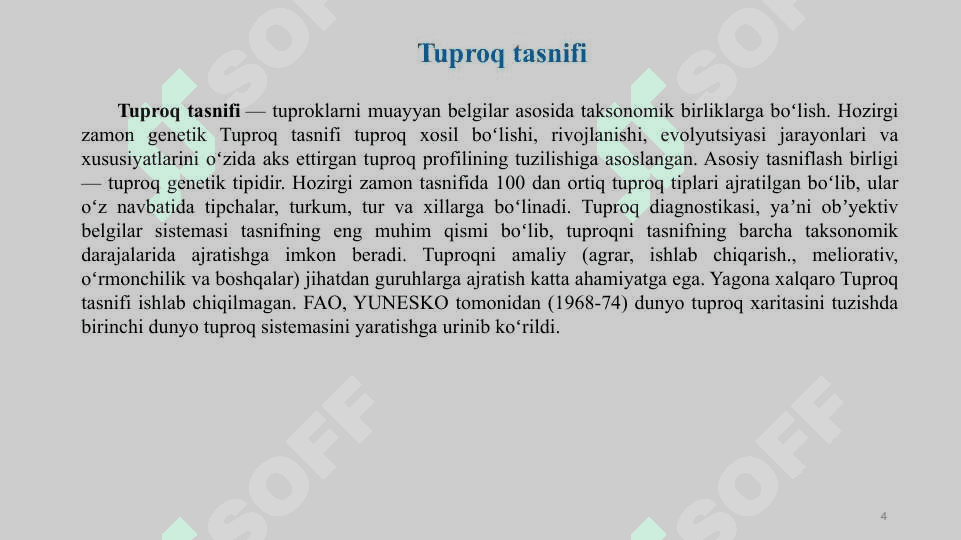 TUPROQ TASNIFI. 4