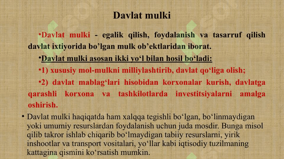 DAVLAT MULKINI XUSUSIYLASHTIRISH VA BOSHQARISH 7