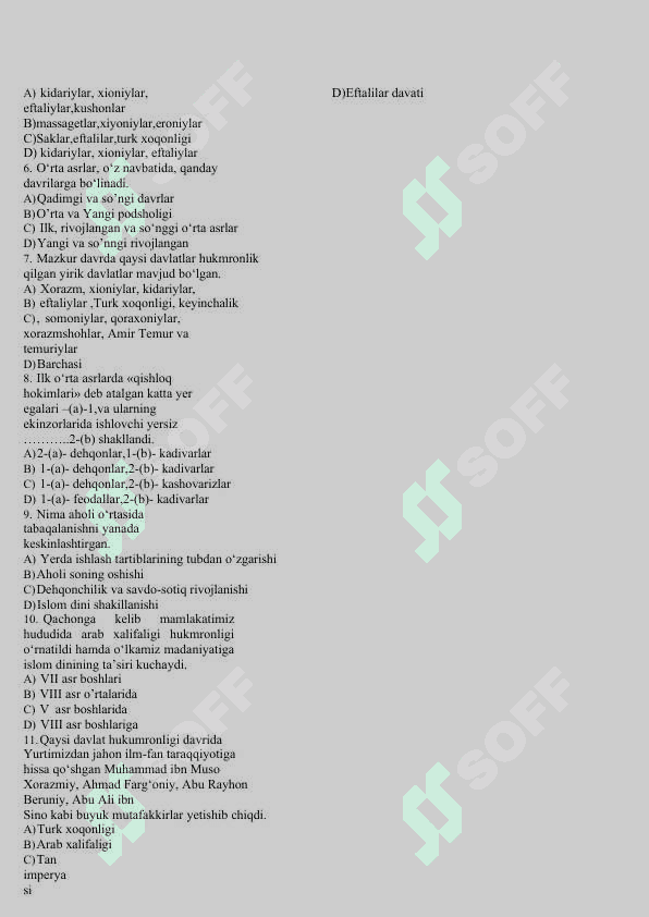 7-sinf O'zbekiston tarixi testlar. Mukammal testlar qo'llanma. 2