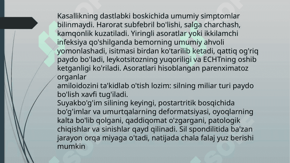 Suyak va bo'g'im sili.Sil limfadeniti.Aktinomikoz 8