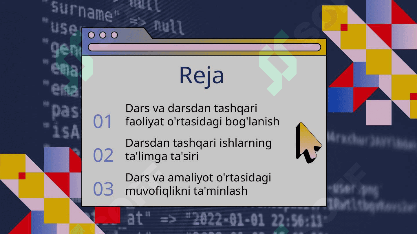 Darsning darsdan tashqari ish bilan aloqasi 2
