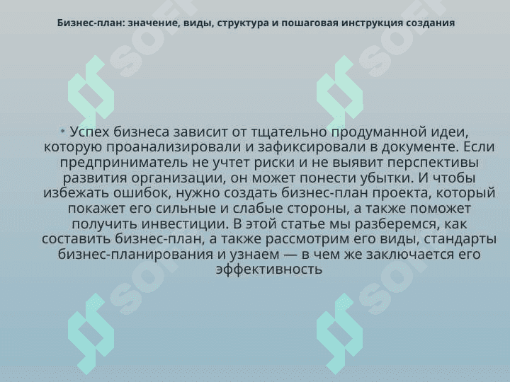 ВИДЫ БИЗНЕС-ПЛАНОВ. 2