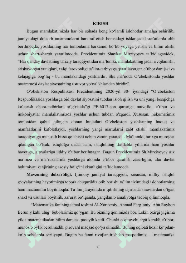 Sirtning urinma tekisligi va normali mavzusida kurs ishi 2