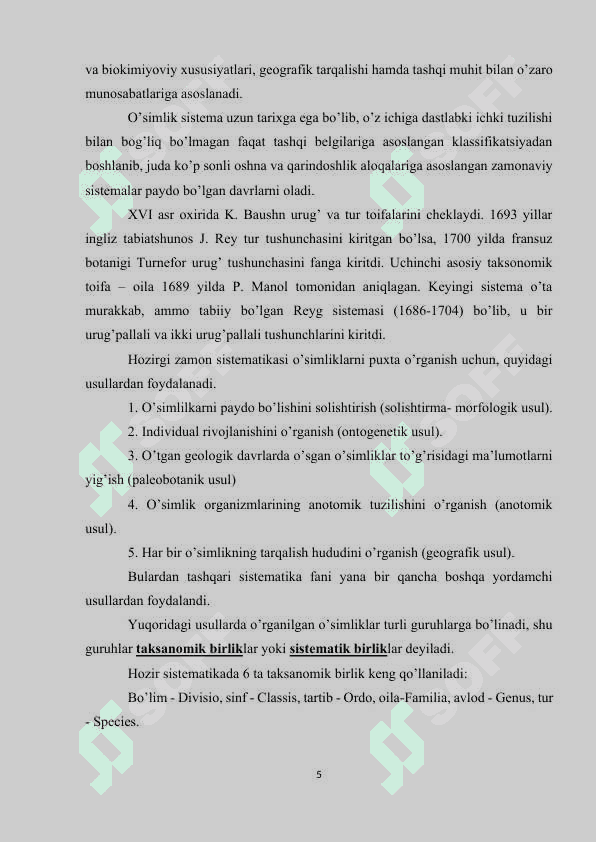 O’simliklarni hayotiy shakllari 5