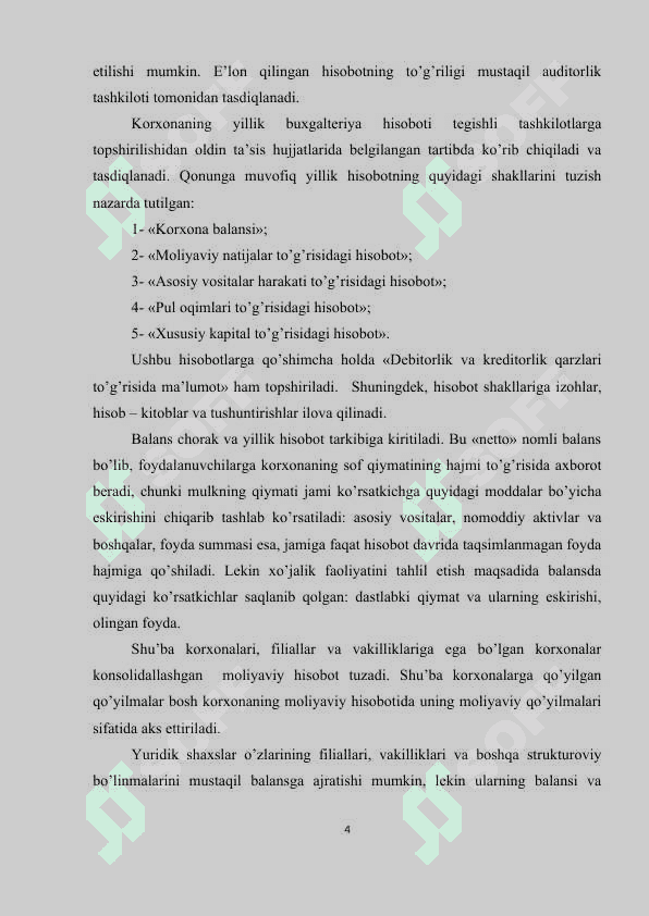 Hisobotlarni tuzish va taqdim etish tartibi 4