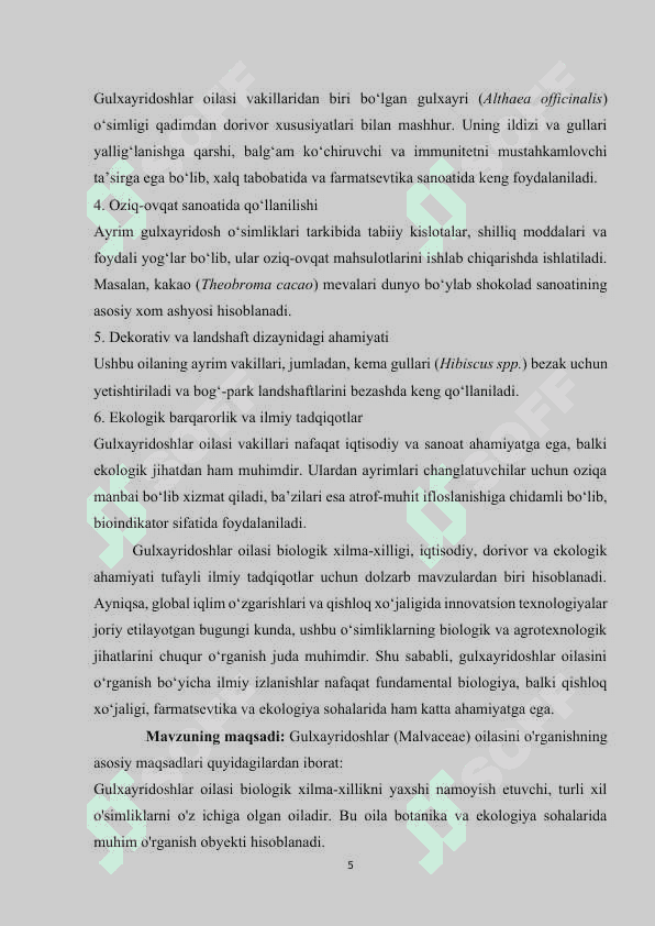 Gulxayridoshlar oilasi 5